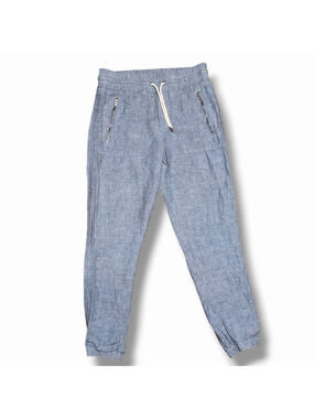 Athleta Cabo Linen Wide Leg Pant in Blue Size 2 Coastal Beach Straight Leg EUC
